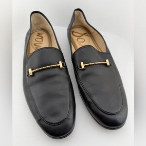 SAM EDELMAN Lior Black Leather Loafer Women Size 9 Flat Dressy Shoe Bit Strap
